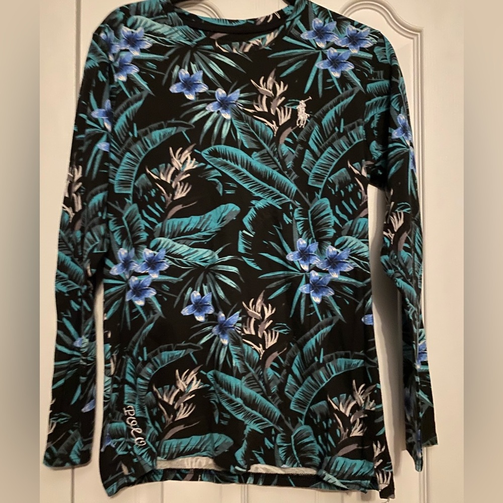 Ralph Lauren Black Shirt with Tropical Pattern